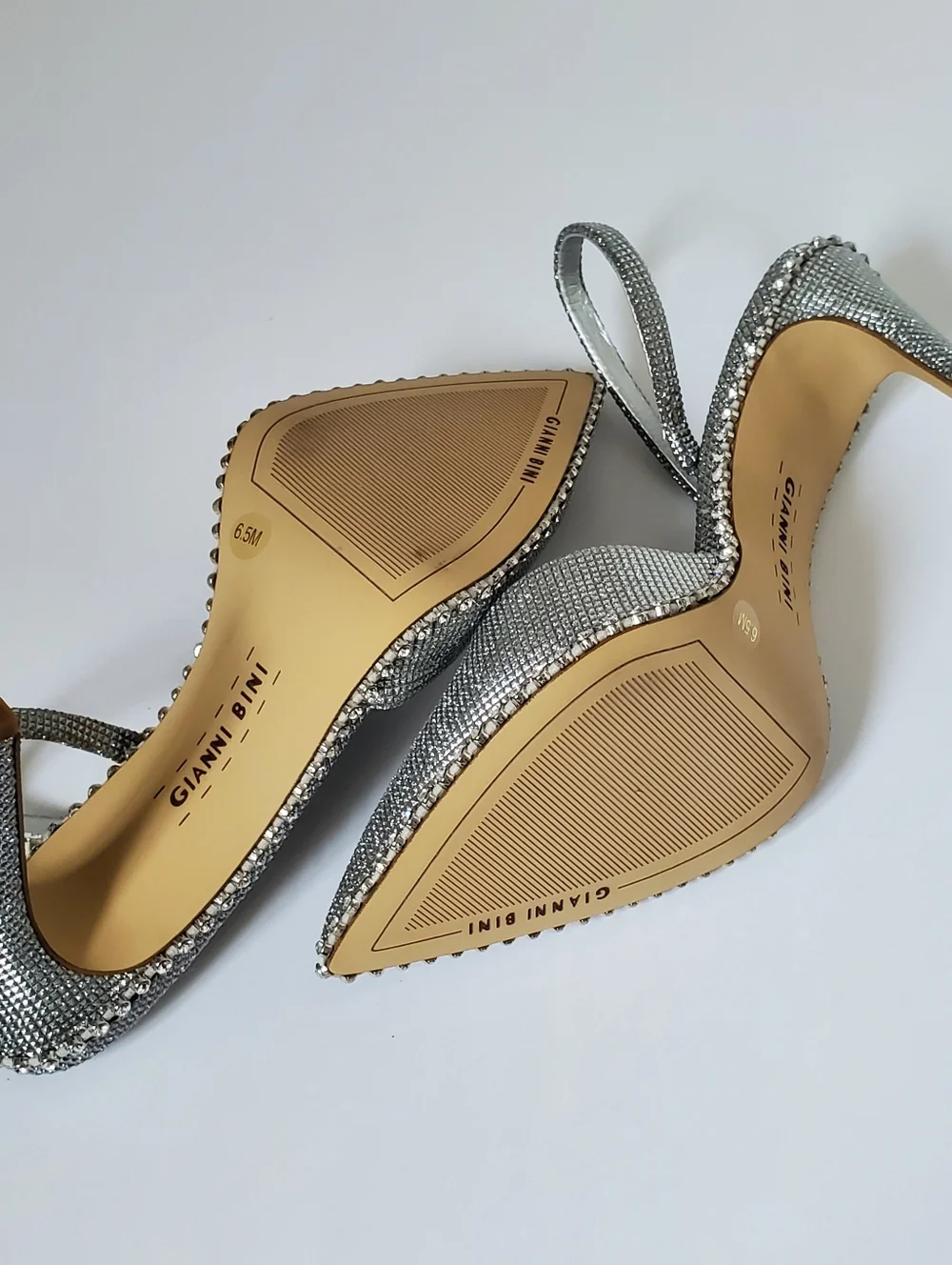 Gianni Bini Women's Kahleaa rhinestone trim stiletto heels in silver Size 6.5 - Picture 7 of 8
